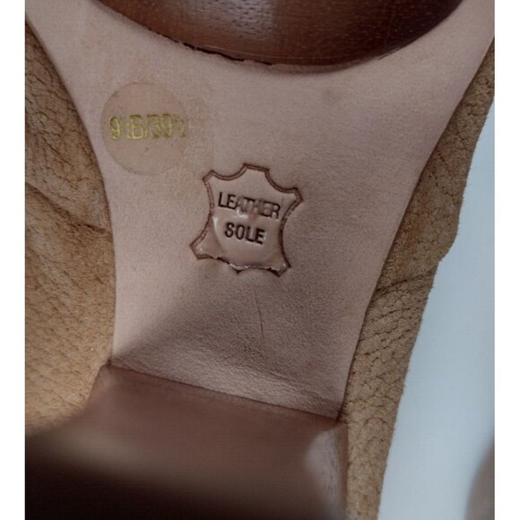 BCBG MAXAZRIA Tan & Orange Leather Platform Heel Pumps Size US 9.5 B Wooden - Picture 6 of 9